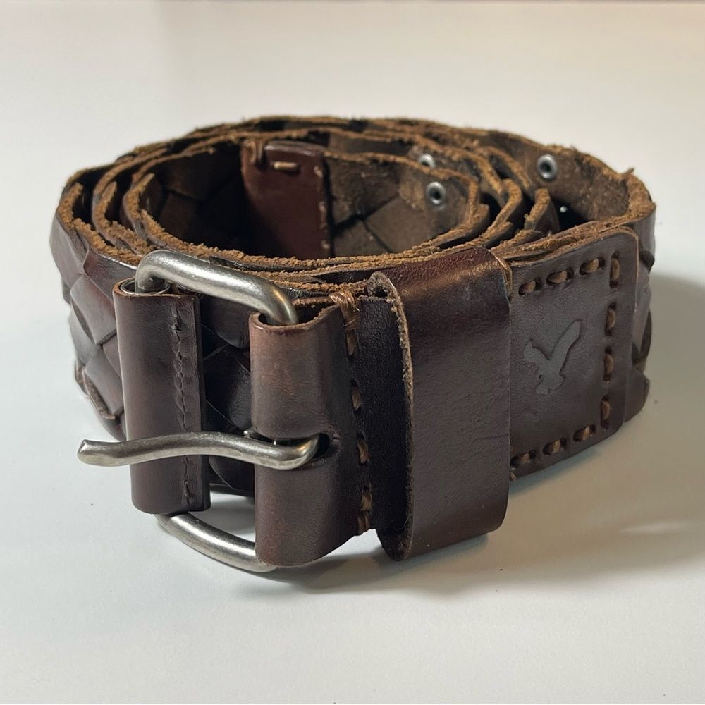 🔴American Eagle Outfitters Braided Distressed Leather Belt with Silver Studs